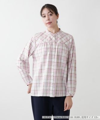 ＜Leilian plus house (Women/大きいサイズ)＞バンドカラーブラウス【Ｌｅｉｌｉａｎ　ＷＨＩＴＥ　ＬＡＢＥＬ】