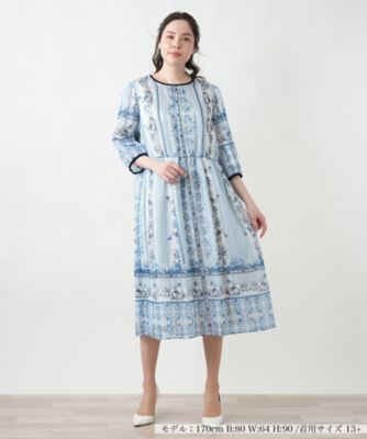 Leilian plus house (Women/大きいサイズ)/レリアン　プラスハウス 【店舗人気】プリントフレアワンピース【ＢＯＵＲＧＥ】