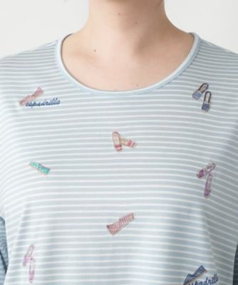 店頭人気】刺繍ボーダー七分袖カットソー | Leilian plus house (Women