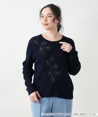 ＜Leilian plus house (Women/大きいサイズ)＞フラワーモチーフニット【ＣＯＲＳＩＮＩ　＆　ＰＲＯＴＩ】
