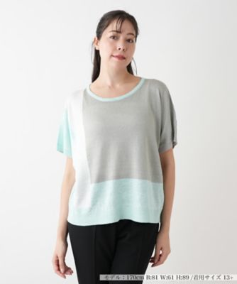 ＜Leilian plus house (Women/大きいサイズ)＞【店舗人気】カラーブロックニット【ＨＡＮＤ】