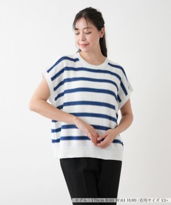 ＜Leilian plus house (Women/大きいサイズ)＞ボーダーニット【ＨＡＮＤ】