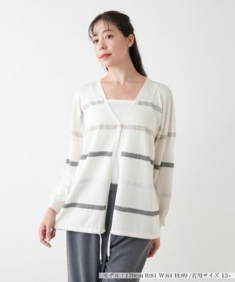 ＜Leilian plus house (Women/大きいサイズ)＞ラメボーダーカーディガン【ＨＡＮＤ】