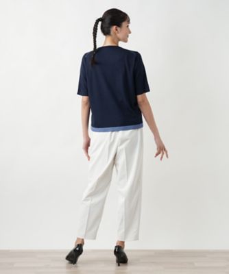 ライン配色半袖ニット | Leilian plus house (Women/大きい