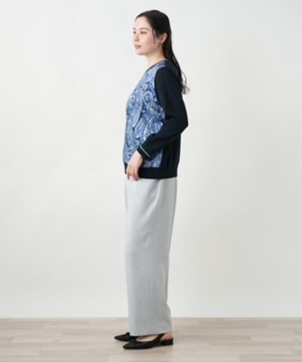 【店舗人気】ペイズリー切替クルーネックニット【ＲＯＣＨＡＳ　Ｐｒｅｍｉｅｒｅ】【ＲＡＴＴＩ】