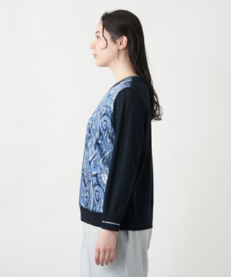 【店舗人気】ペイズリー切替クルーネックニット【ＲＯＣＨＡＳ　Ｐｒｅｍｉｅｒｅ】【ＲＡＴＴＩ】