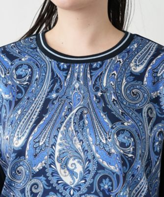 【店舗人気】ペイズリー切替クルーネックニット【ＲＯＣＨＡＳ　Ｐｒｅｍｉｅｒｅ】【ＲＡＴＴＩ】