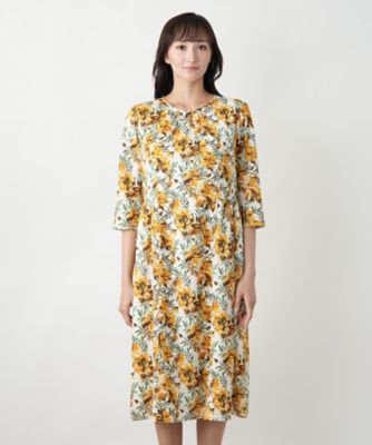 【店舗人気】ボタニカル柄フレアワンピース