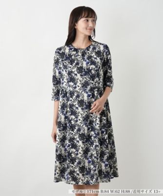 ＜Leilian plus house (Women/大きいサイズ)＞【店舗人気】ボタニカル柄フレアワンピース