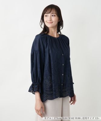＜Leilian plus house (Women/大きいサイズ)＞レースバンドカラーブラウス