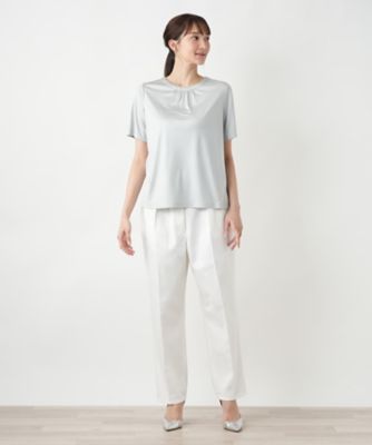 レリアン Leilian シルクハイネックカットソー【逸品会先行】 （グレー） シルククルーネックカットソー|レリアン プラスハウス