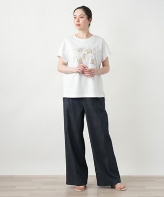 【店舗人気】フラワー刺繍Ｔシャツ【Ｌｅｉｌｉａｎ　ＷＨＩＴＥ　ＬＡＢＥＬ】