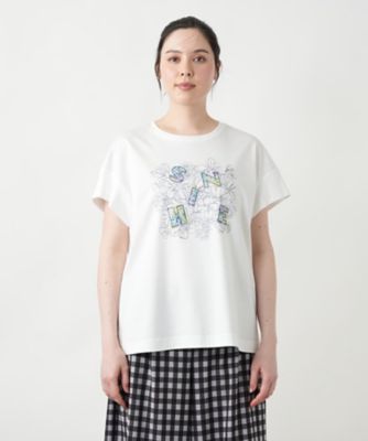 【店舗人気】フラワー刺繍Ｔシャツ【Ｌｅｉｌｉａｎ　ＷＨＩＴＥ　ＬＡＢＥＬ】
