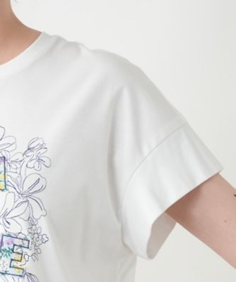 【店舗人気】フラワー刺繍Ｔシャツ【Ｌｅｉｌｉａｎ　ＷＨＩＴＥ　ＬＡＢＥＬ】