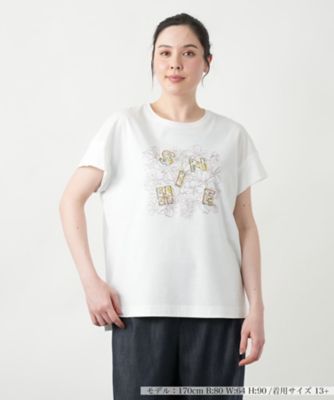 【店舗人気】フラワー刺繍Ｔシャツ【Ｌｅｉｌｉａｎ　ＷＨＩＴＥ　ＬＡＢＥＬ】