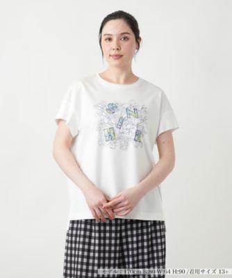 ＜Leilian plus house (Women/大きいサイズ)＞【店舗人気】フラワー刺繍Ｔシャツ【Ｌｅｉｌｉａｎ　ＷＨＩＴＥ　ＬＡＢＥＬ】