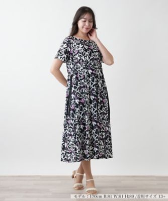 ＜Leilian plus house (Women/大きいサイズ)＞プリントフレアワンピース【ＭＵＳＥ　ＢＹ　ＲＯＣＨＡＳ　Ｐｒｅｍｉｅｒｅ】