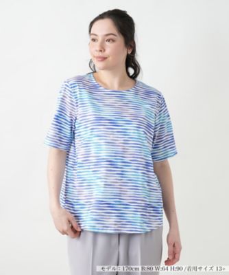 ＜Leilian plus house (Women/大きいサイズ)＞プリントクルーネックカットソー【ＭＵＳＥ　ＢＹ　ＲＯＣＨＡＳ　Ｐｒｅｍｉｅｒｅ】