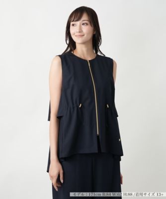 ＜Leilian plus house (Women/大きいサイズ)＞【店舗人気】レイヤード風ジップベスト