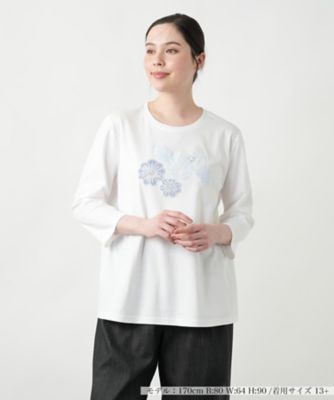 【店舗人気】フラワーモチーフ七分袖カットソー