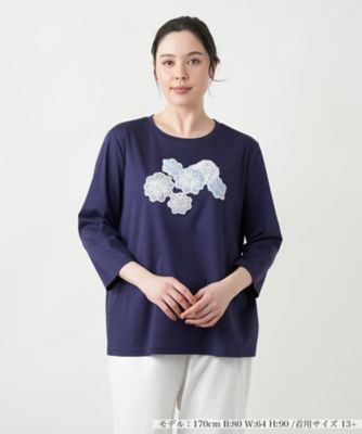 ＜Leilian plus house (Women/大きいサイズ)＞【店舗人気】フラワーモチーフ七分袖カットソー