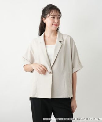 ＜Leilian plus house (Women/大きいサイズ)＞【店舗人気】五分袖ジャケット【Ｌｅｉｌｉａｎ　ＷＨＩＴＥ　ＬＡＢＥＬ】