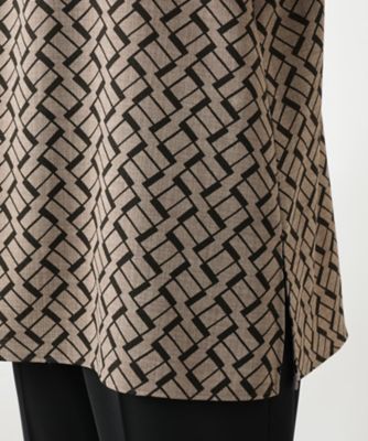 店舗人気】幾何学柄チュニックブラウス【Leilian WHITE