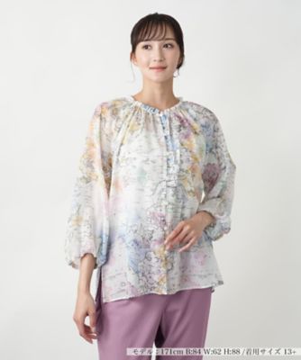 ＜Leilian plus house (Women/大きいサイズ)＞【店舗人気】プリントフリルブラウス