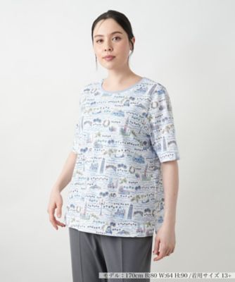 ＜Leilian plus house (Women/大きいサイズ)＞【店舗人気】プリントＴシャツ【Ｌｅｉｌｉａｎ　ＷＨＩＴＥ　ＬＡＢＥＬ】