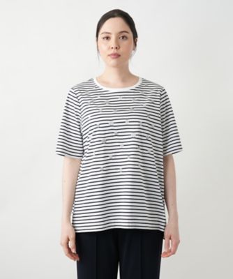 【店舗人気】ドットボーダーＴシャツ【Ｌｅｉｌｉａｎ　ＷＨＩＴＥ　ＬＡＢＥＬ】