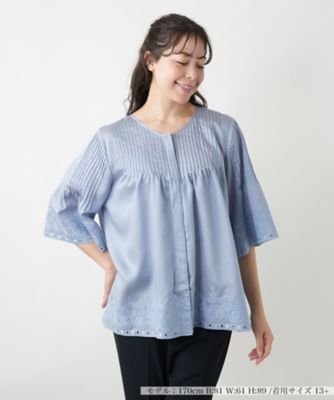 ＜Leilian plus house (Women/大きいサイズ)＞カットワーク刺繍ブラウス【Ｌｅｉｌｉａｎ　ＷＨＩＴＥ　ＬＡＢＥＬ】