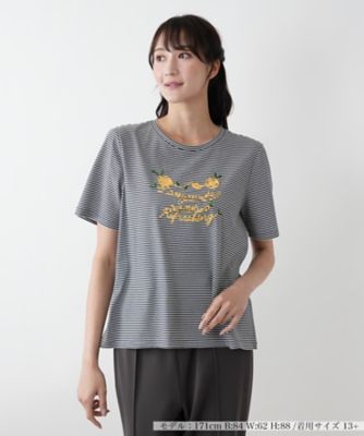 ＜Leilian plus house (Women/大きいサイズ)＞【店舗人気】ナローボーダーＴシャツ【Ｌｅｉｌｉａｎ　ＷＨＩＴＥ　ＬＡＢＥＬ】