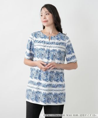 ＜Leilian plus house (Women/大きいサイズ)＞【店舗人気】ペイズリー柄キーネックブラウス