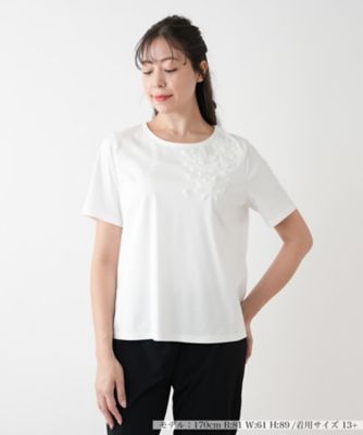 ＜Leilian plus house (Women/大きいサイズ)＞【店舗人気】フラワー刺繍Ｔシャツ