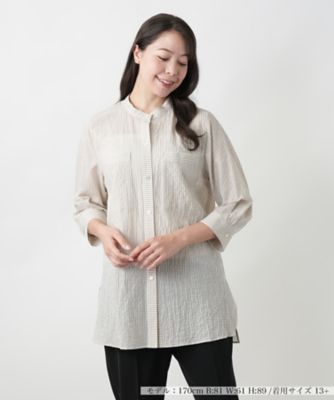 ＜Leilian plus house (Women/大きいサイズ)＞【店舗人気】ストライプチュニックブラウス【Ｌｅｉｌｉａｎ　ＷＨＩＴＥ　ＬＡＢＥＬ】