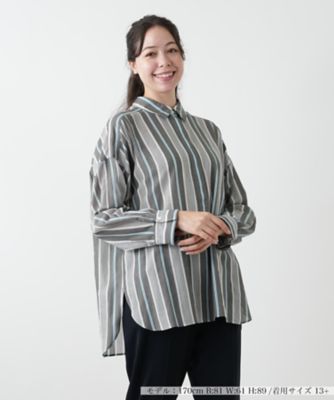 Leilian plus house (Women/大きいサイズ)/レリアン　プラスハウス ストライプブラウス