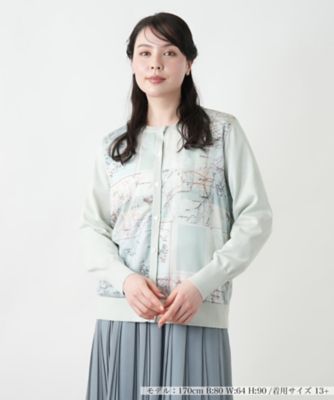 マップ柄クルーネックカーディガン