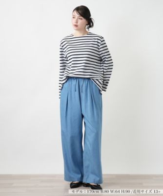 大きいサイズ！レリアンプラスハウス ボーダータックデザインカットソー近年商品 ボーダーカットソー | Leilian plus house (Women/大きいサイズ