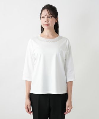 【店舗人気】刺繍クルーネックカットソー【Ｌｅｉｌｉａｎ　ＷＨＩＴＥ　ＬＡＢＥＬ】