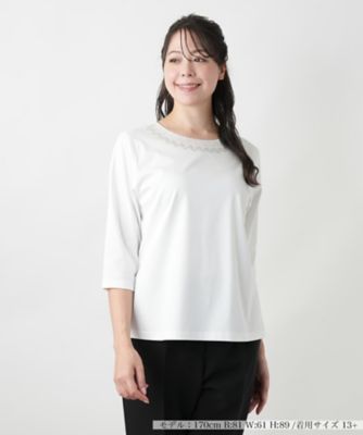 【店舗人気】刺繍クルーネックカットソー【Ｌｅｉｌｉａｎ　ＷＨＩＴＥ　ＬＡＢＥＬ】