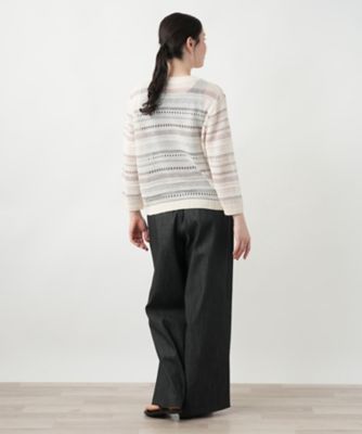 Leilian PLUS HOUSE / レリアンプラスハウス 透かし編みVネックカーディガン【Leilian WHITE LABEL】 店舗人気】セ－タ－|レリアン プラスハウス | レリアン公式
