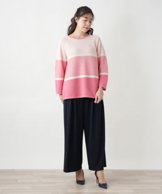 配色クルーネックニット