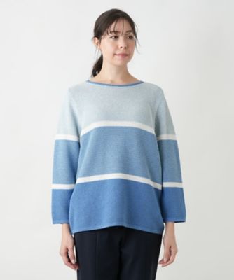 配色クルーネックニット