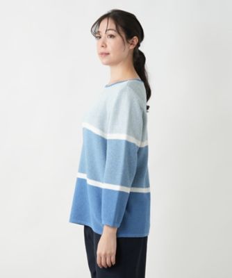 配色クルーネックニット