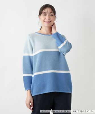 ＜Leilian plus house (Women/大きいサイズ)＞配色クルーネックニット