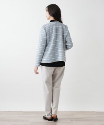 レリアン 新品夏ニットジャケット　大きいサイズ 店舗人気】ノーカラーニットジャケット | Leilian plus house