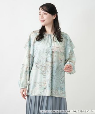Leilian plus house (Women/大きいサイズ)/レリアン　プラスハウス マップ柄ブラウス