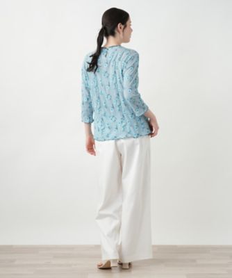 【店舗人気】花柄刺繍ボーダーカットソー【Ｌｅｉｌｉａｎ　ＷＨＩＴＥ　ＬＡＢＥＬ】