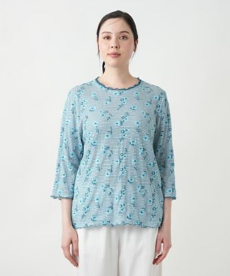 【店舗人気】花柄刺繍ボーダーカットソー【Ｌｅｉｌｉａｎ　ＷＨＩＴＥ　ＬＡＢＥＬ】