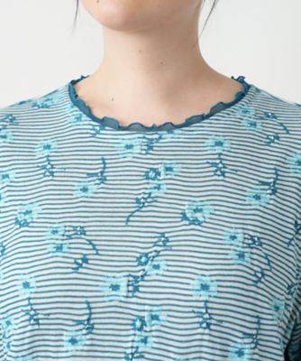 【店舗人気】花柄刺繍ボーダーカットソー【Ｌｅｉｌｉａｎ　ＷＨＩＴＥ　ＬＡＢＥＬ】